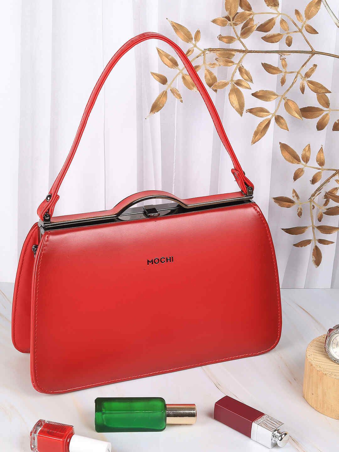 

Mochi Women Solid Structured Handheld Bag, Red