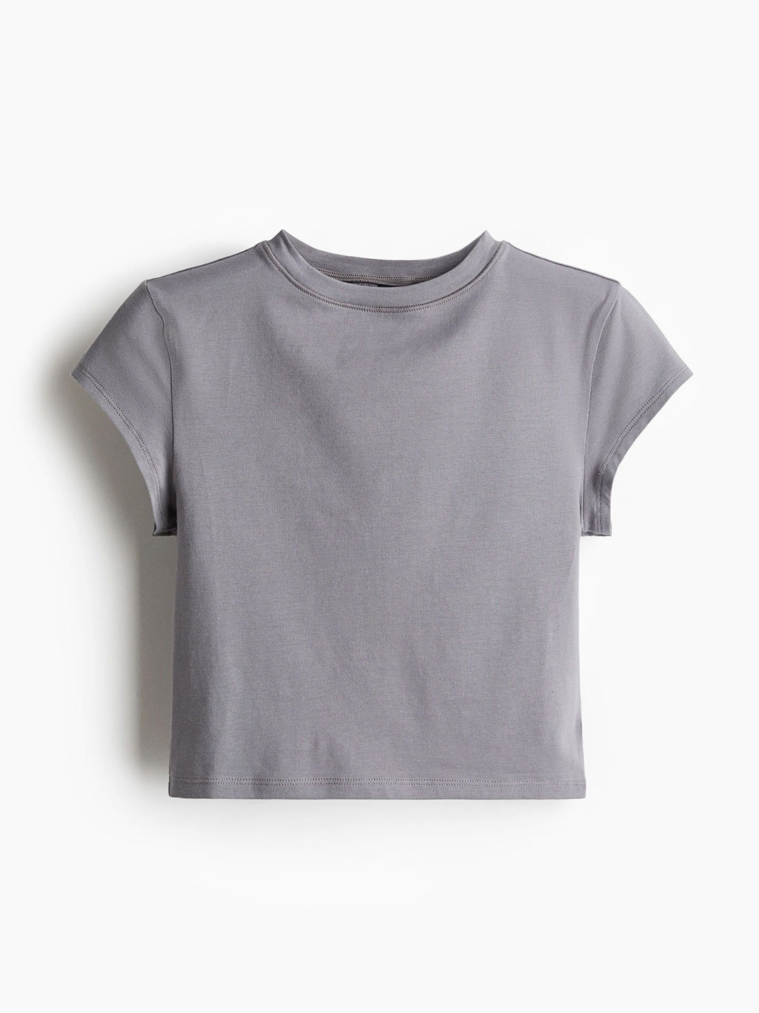 

H&M Women Cropped Cotton Top, Grey