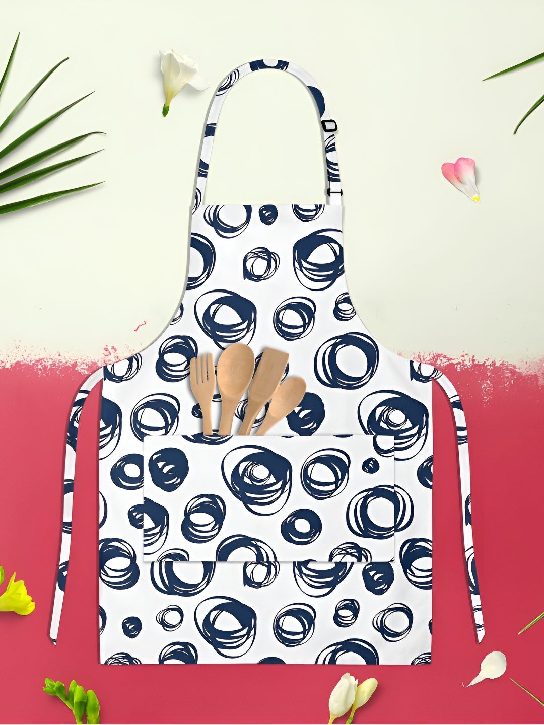 

ArtzFolio White & Blue Printed Cotton Aprons