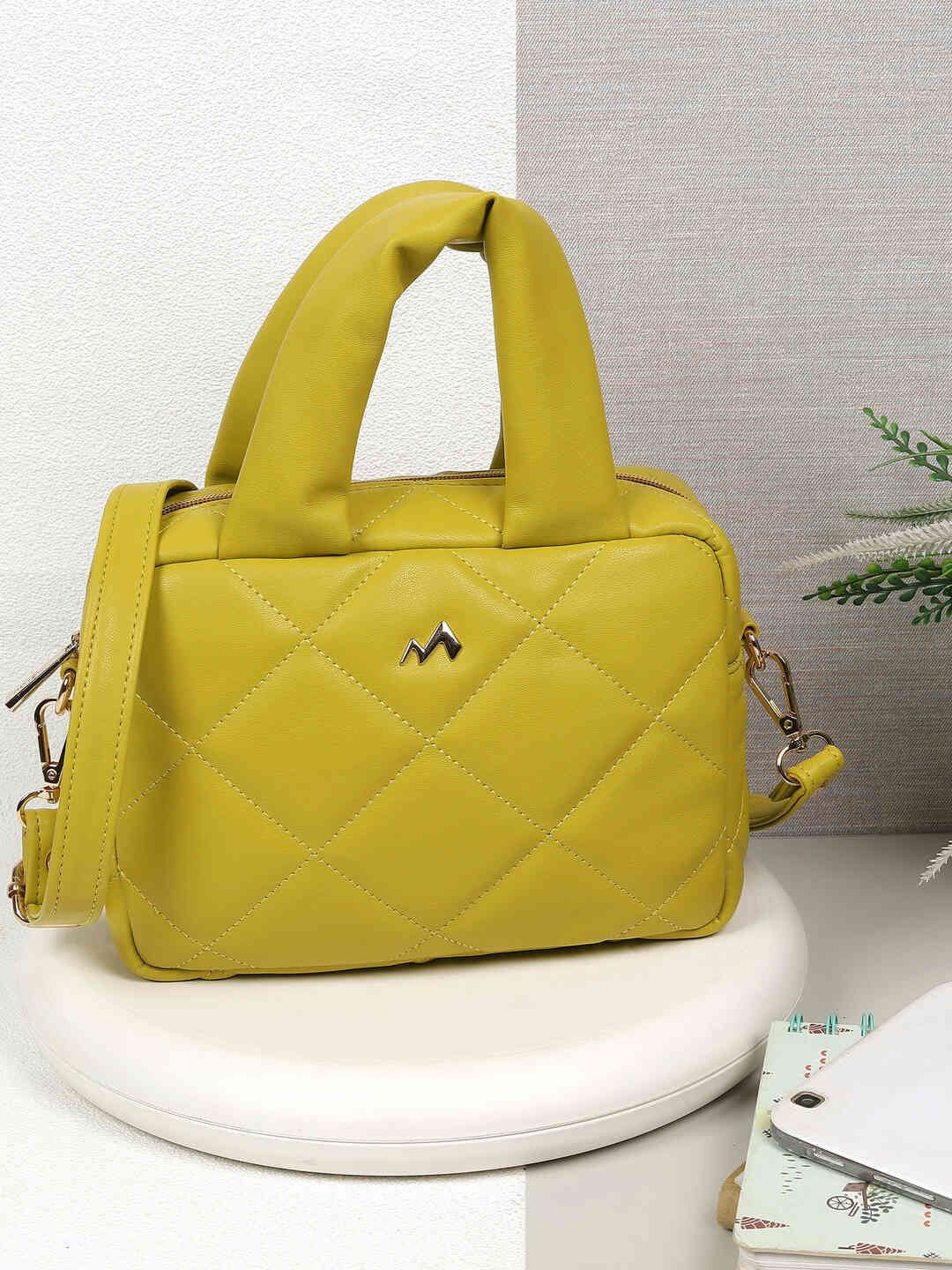 

Metro Women Textured Structured Handheld Bag, Yellow