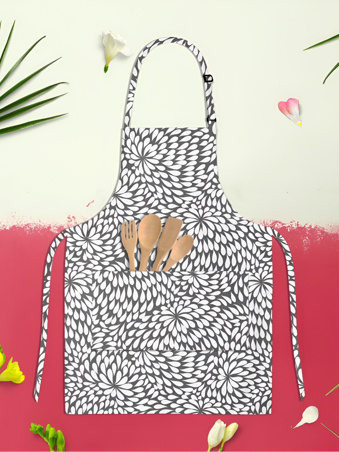 

ArtzFolio White & Grey Printed Cotton Aprons
