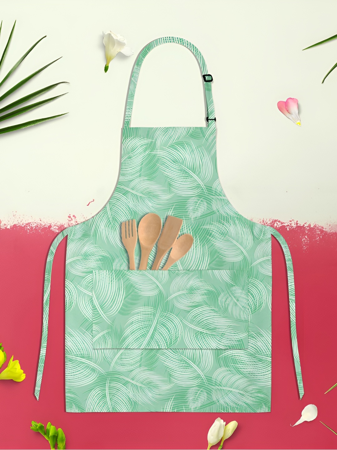 

ArtzFolio Green & White Printed Cotton Aprons