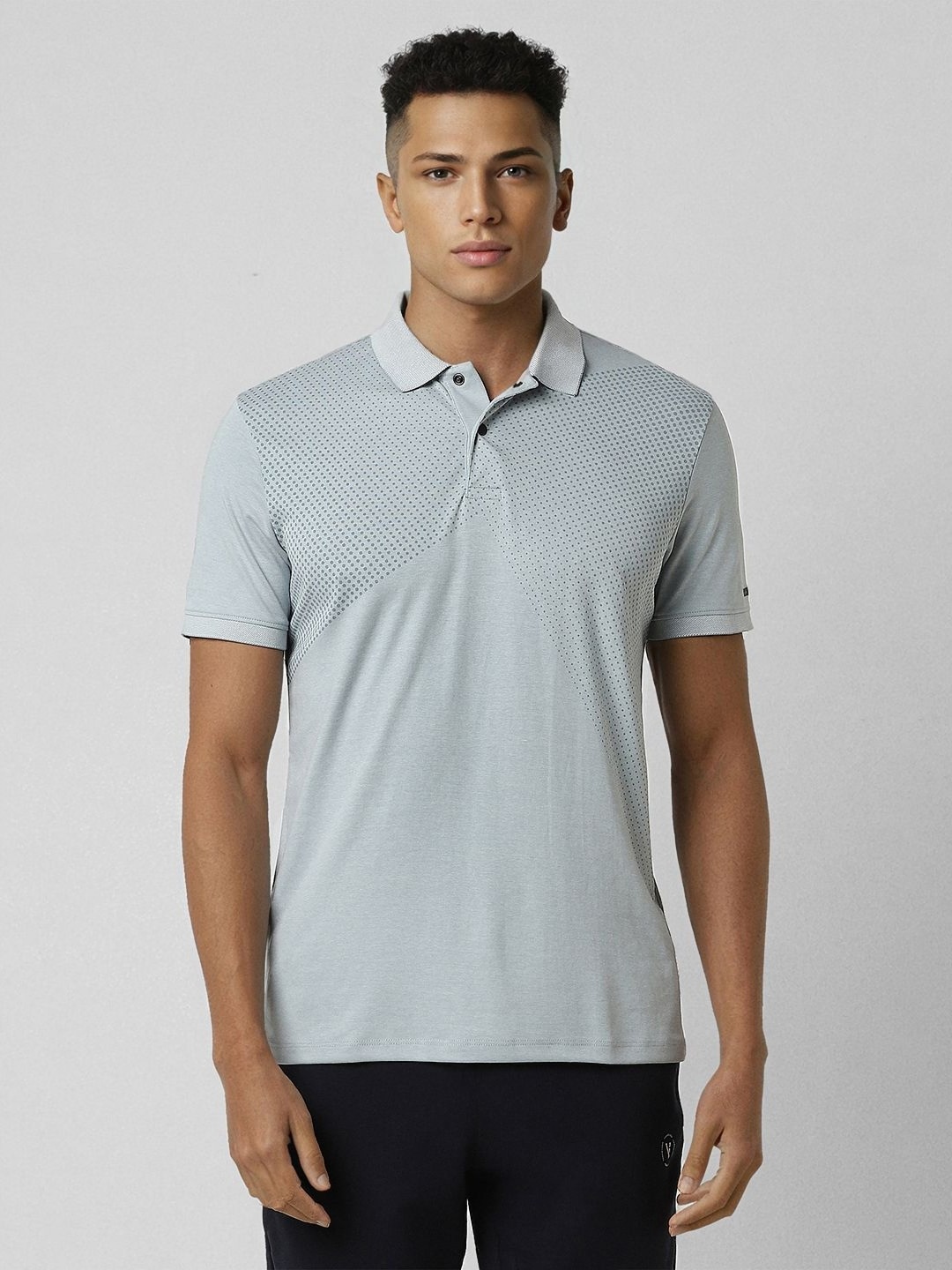 

Van Heusen Flex Men Geometric Printed Polo Collar Sports T-shirt, Grey