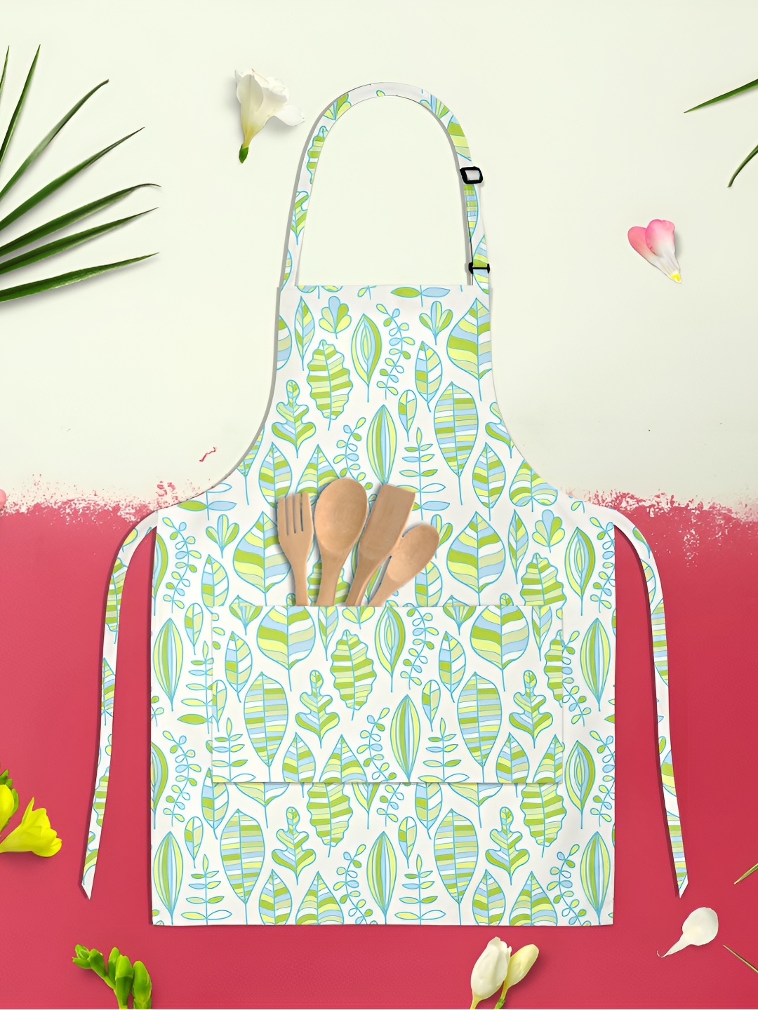 

ArtzFolio White & Green Printed Cotton Aprons