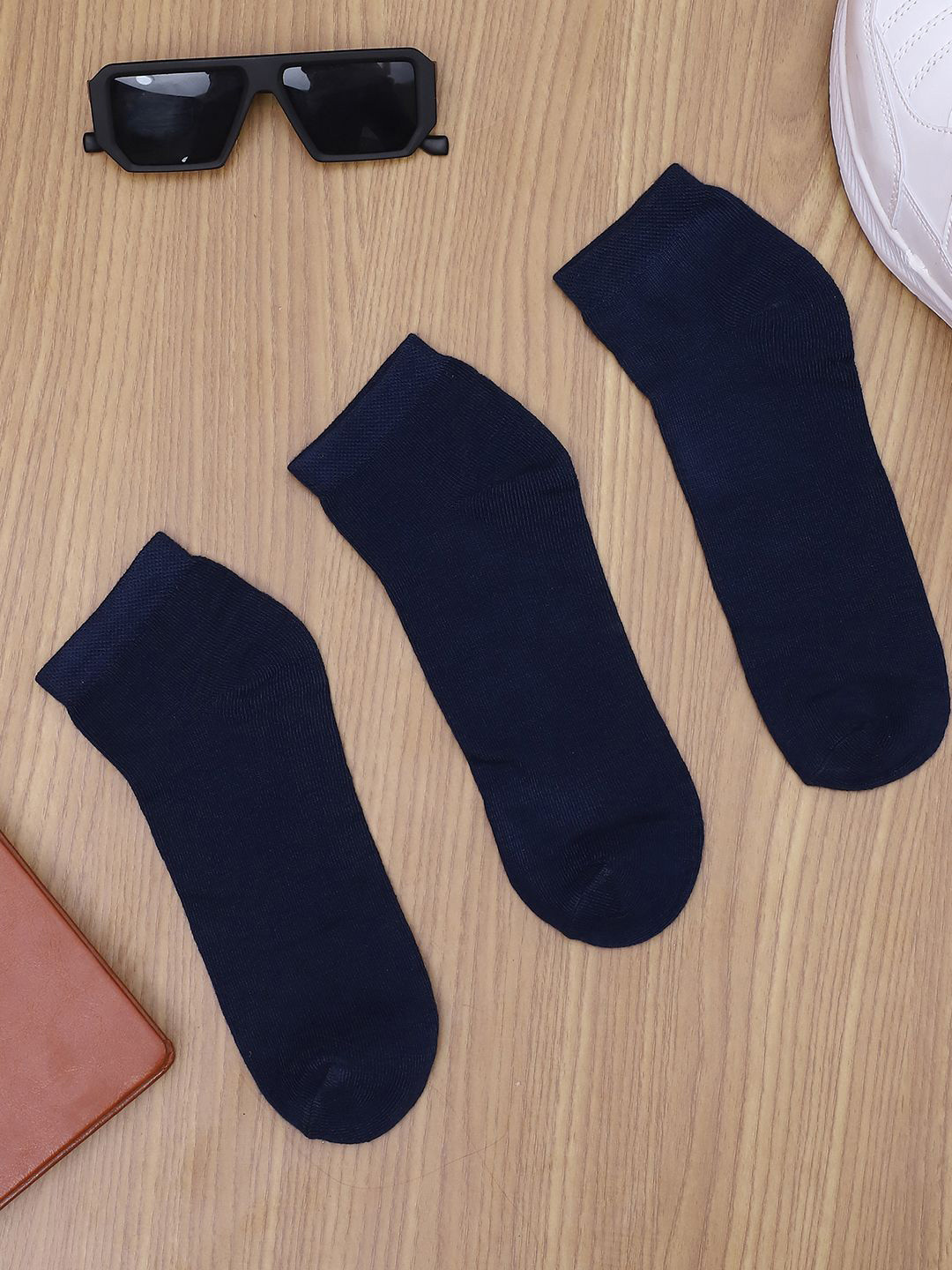 

VIMAL JONNEY Unisex Pack Of 3 Ankle Length Cotton Socks, Navy blue