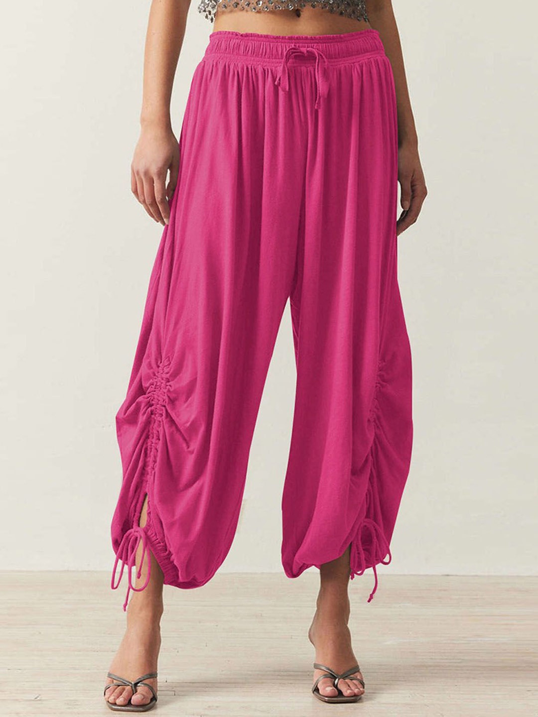 

StyleCast Women Mid-Rise Pleated Jodhpuris Trousers, Pink