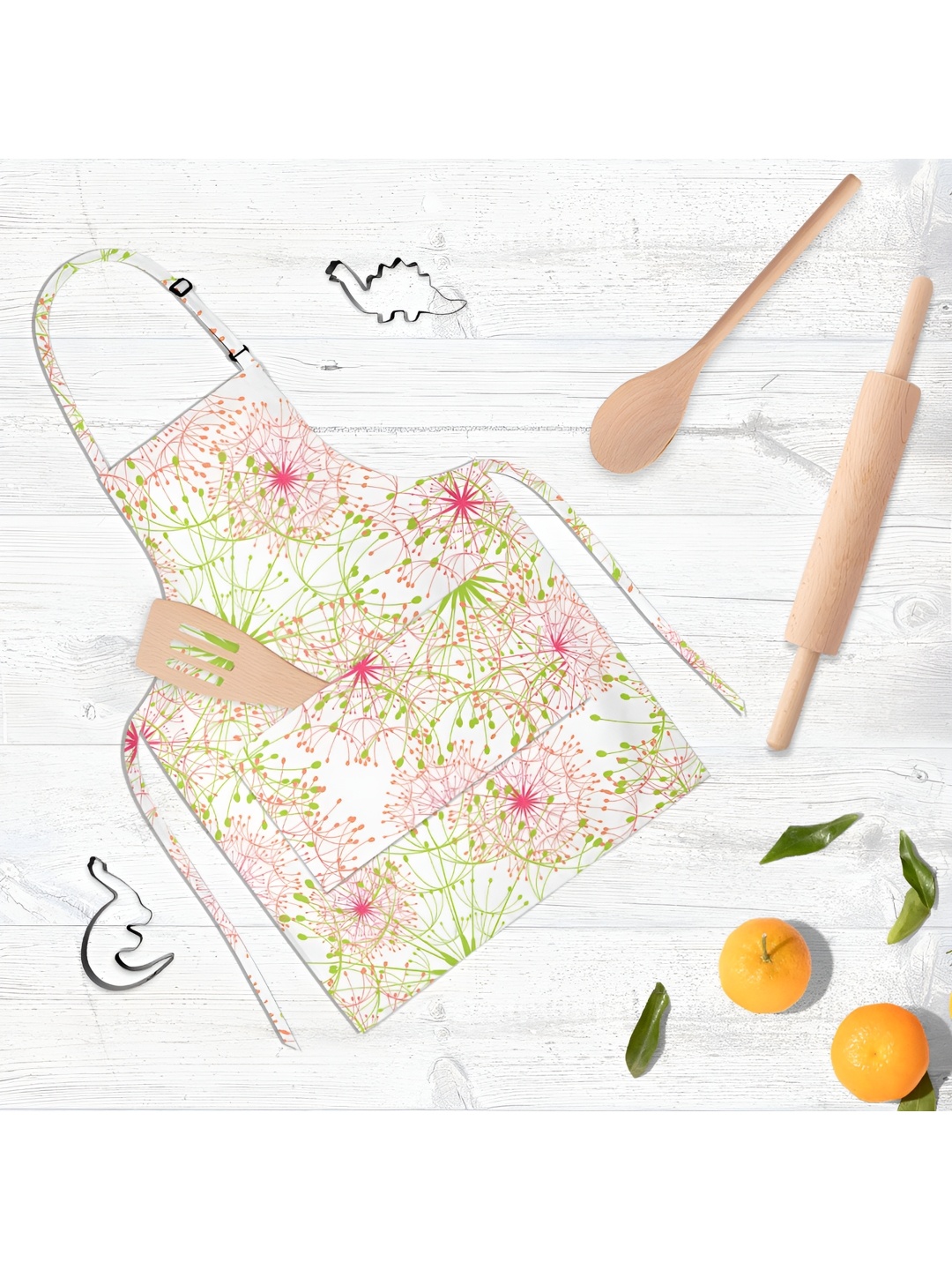 

ArtzFolio Kids White & Pink Printed Cotton Aprons