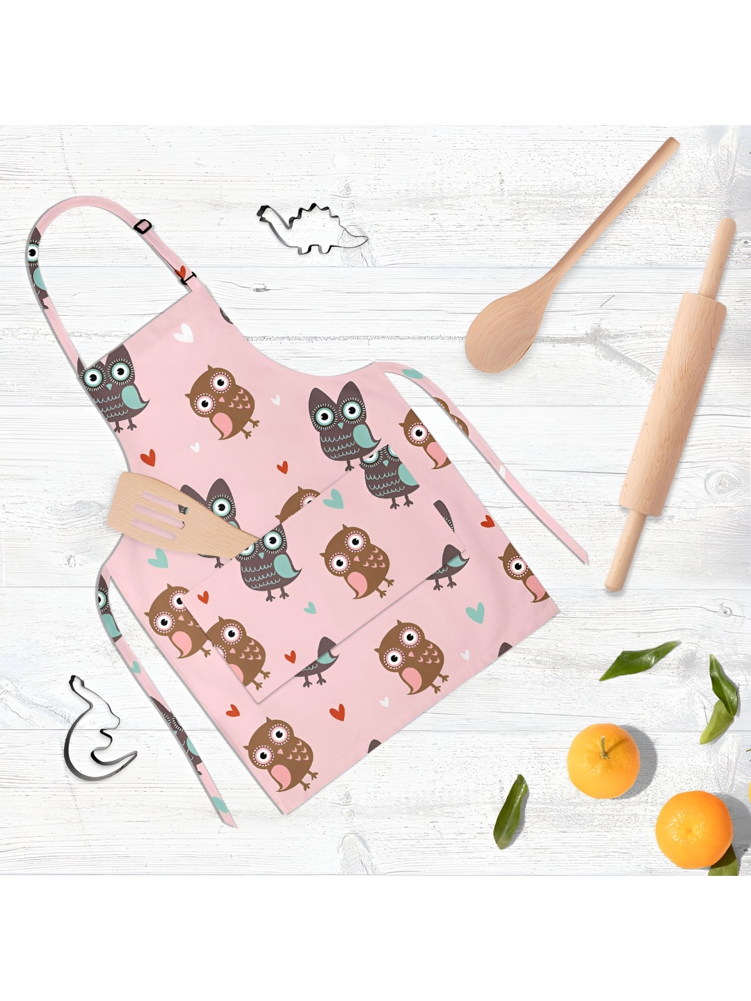 

ArtzFolio Kids Pink & Grey Printed Cotton Aprons