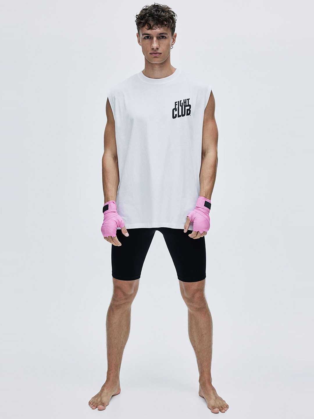 

H&M Men Loose Fit Sports Vest Top in Dry Move, White