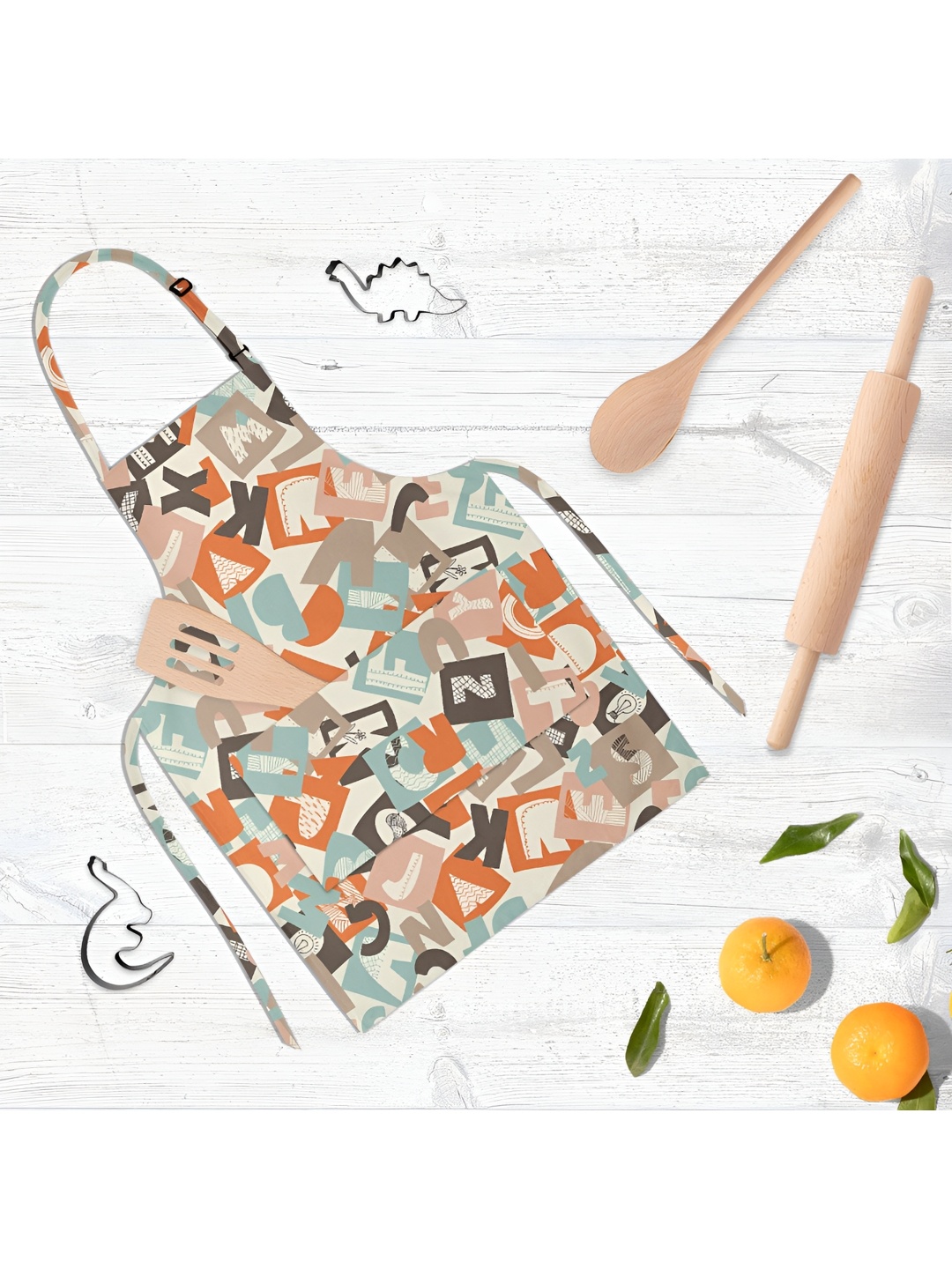 

ArtzFolio Beige & Blue Printed Cotton Aprons