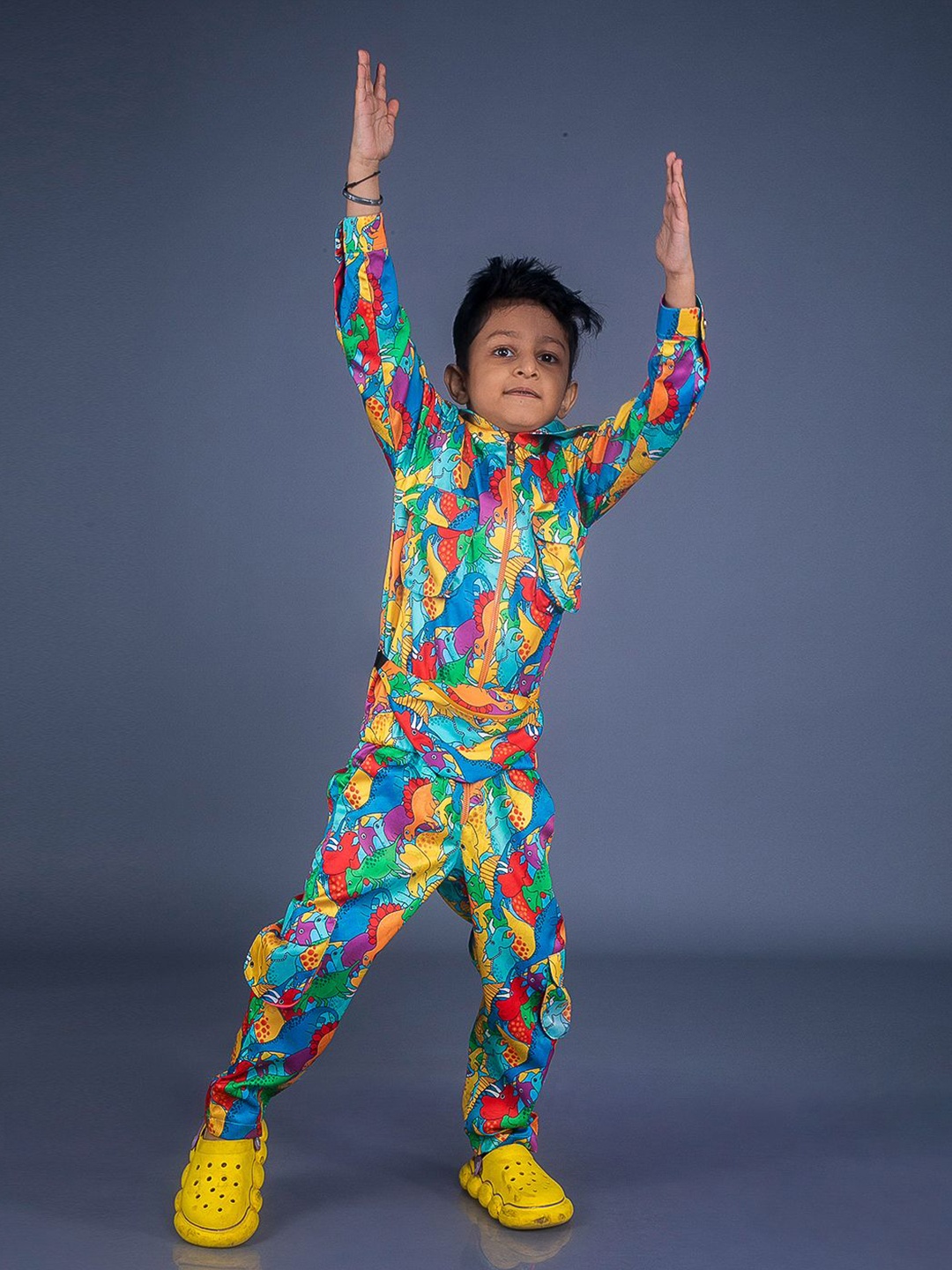 

BAYA COUTURE Boys Printed Hooded Party Culotte Jumpsuit, Blue