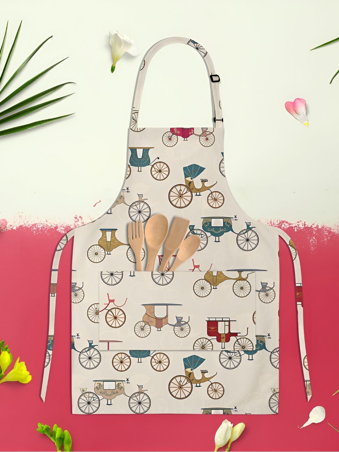 

ArtzFolio Beige & Brown Printed Cotton Aprons