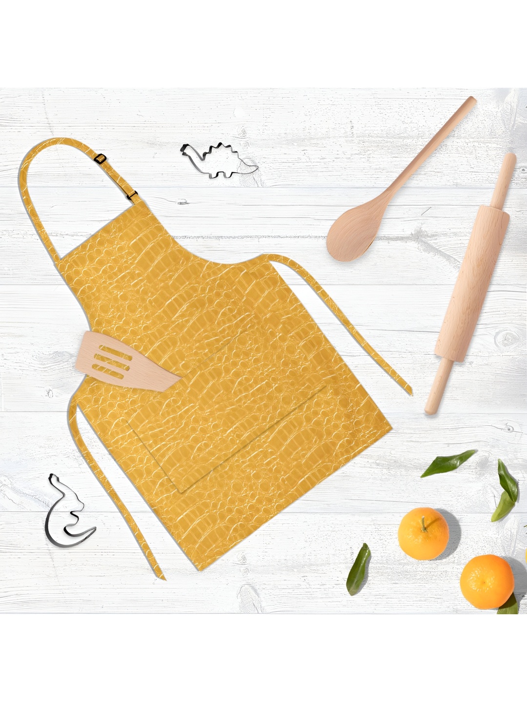 

ArtzFolio Yellow & White Printed Cotton Apron