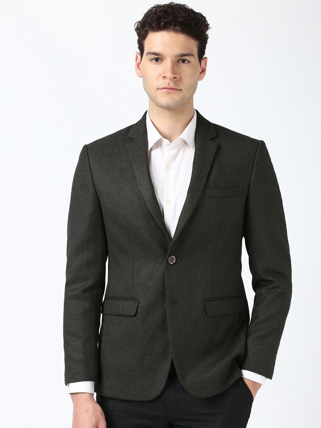 

Peter England Elite Textured Single-Breasted Formal Blazer, Charcoal