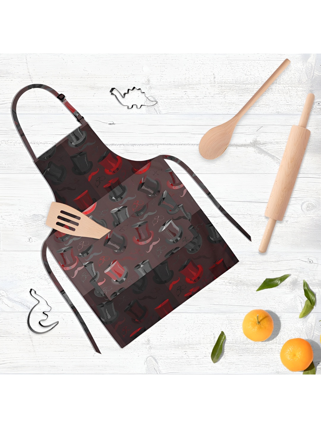 

ArtzFolio Black & Red Printed Pure Cotton Apron