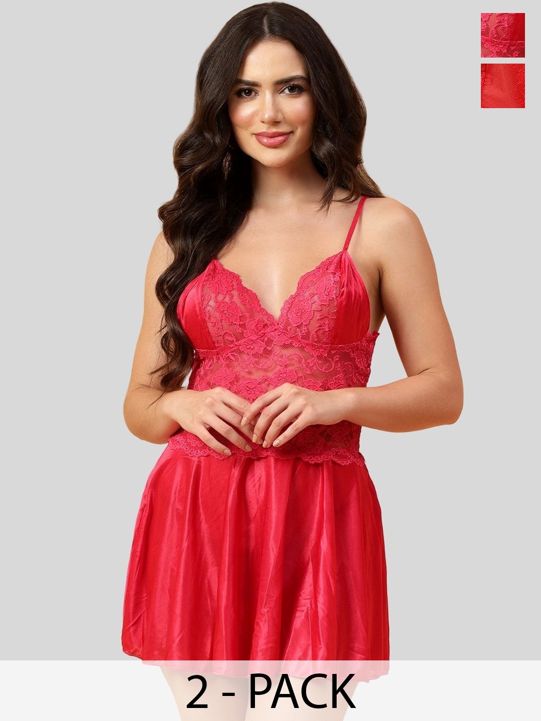 

Velvi FIGURE Women Pack of 2 Baby Doll, Red