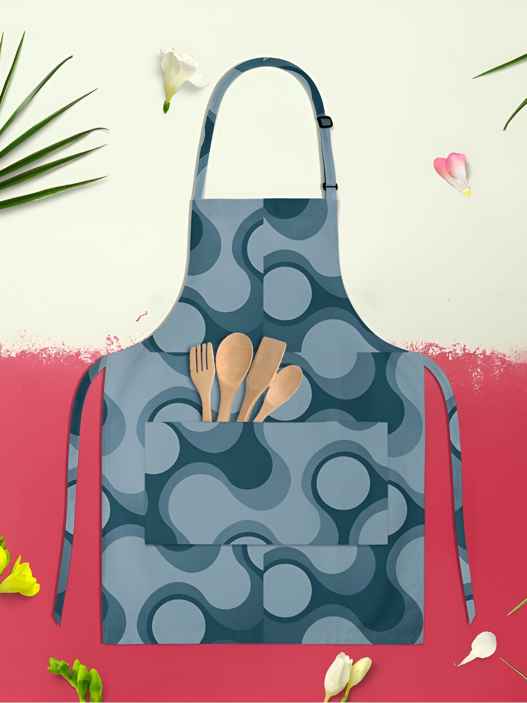 

ArtzFolio Teal Blue Printed Cotton Apron