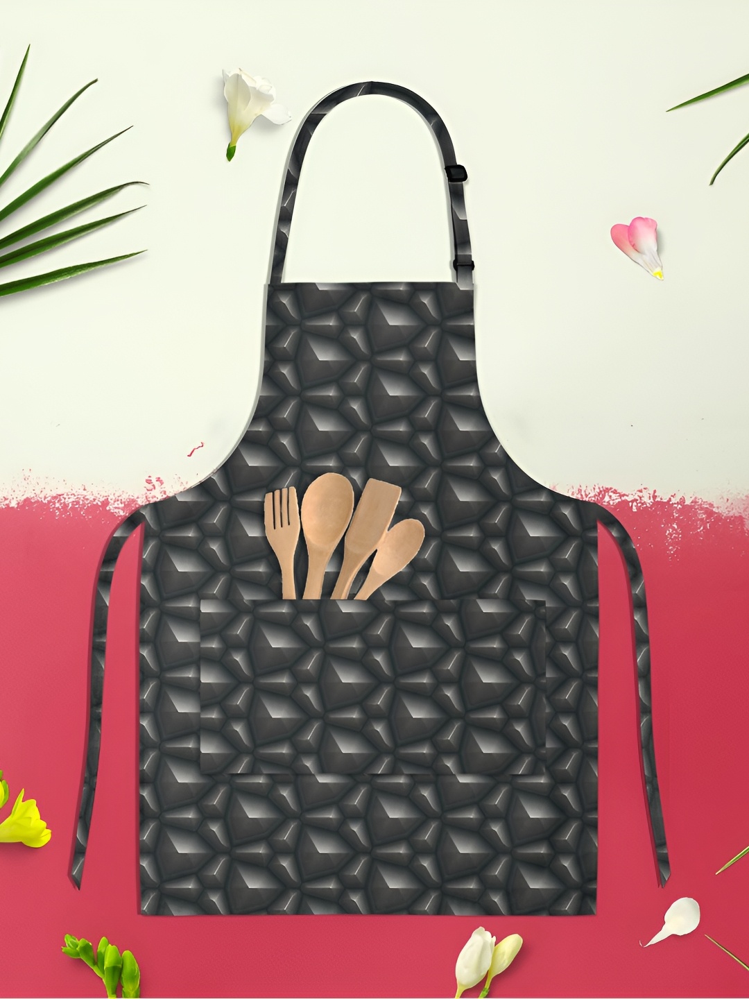 

ArtzFolio Kids Black & Grey Printed Cotton Aprons