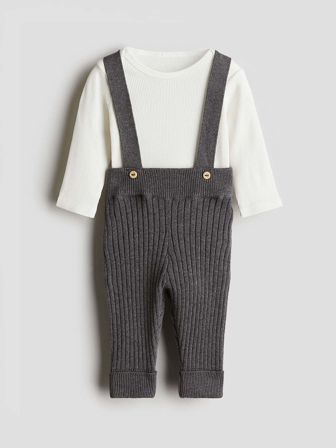 

H&M Pure Cotton Dungarees, Grey
