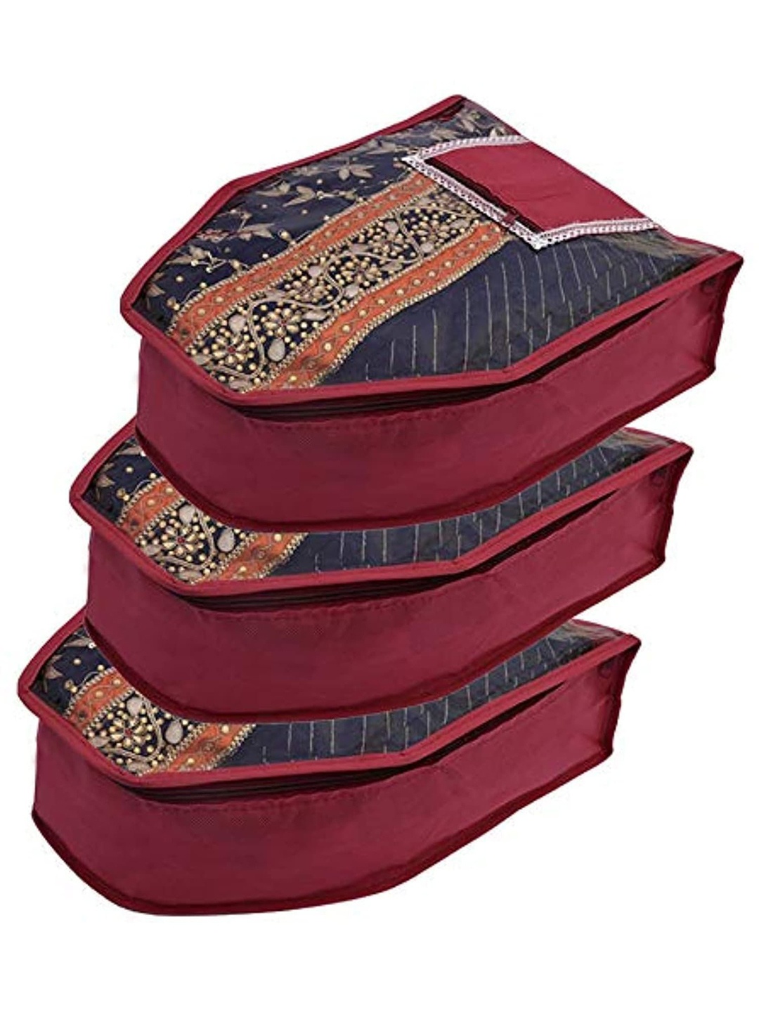 

Kuber Industries Maroon 3 Pieces Floral Printed Multi-Utility Organisers