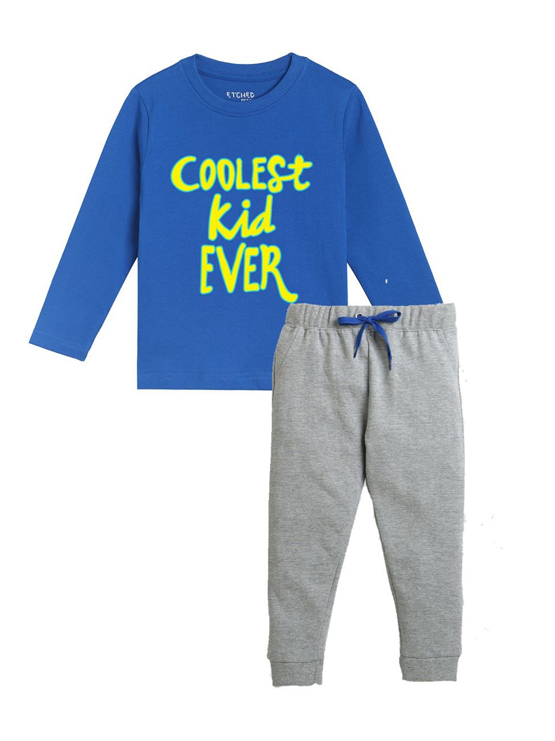 

ETCHED DESIGN Boys Printed Pure Cotton T-shirt with Joggers, Blue