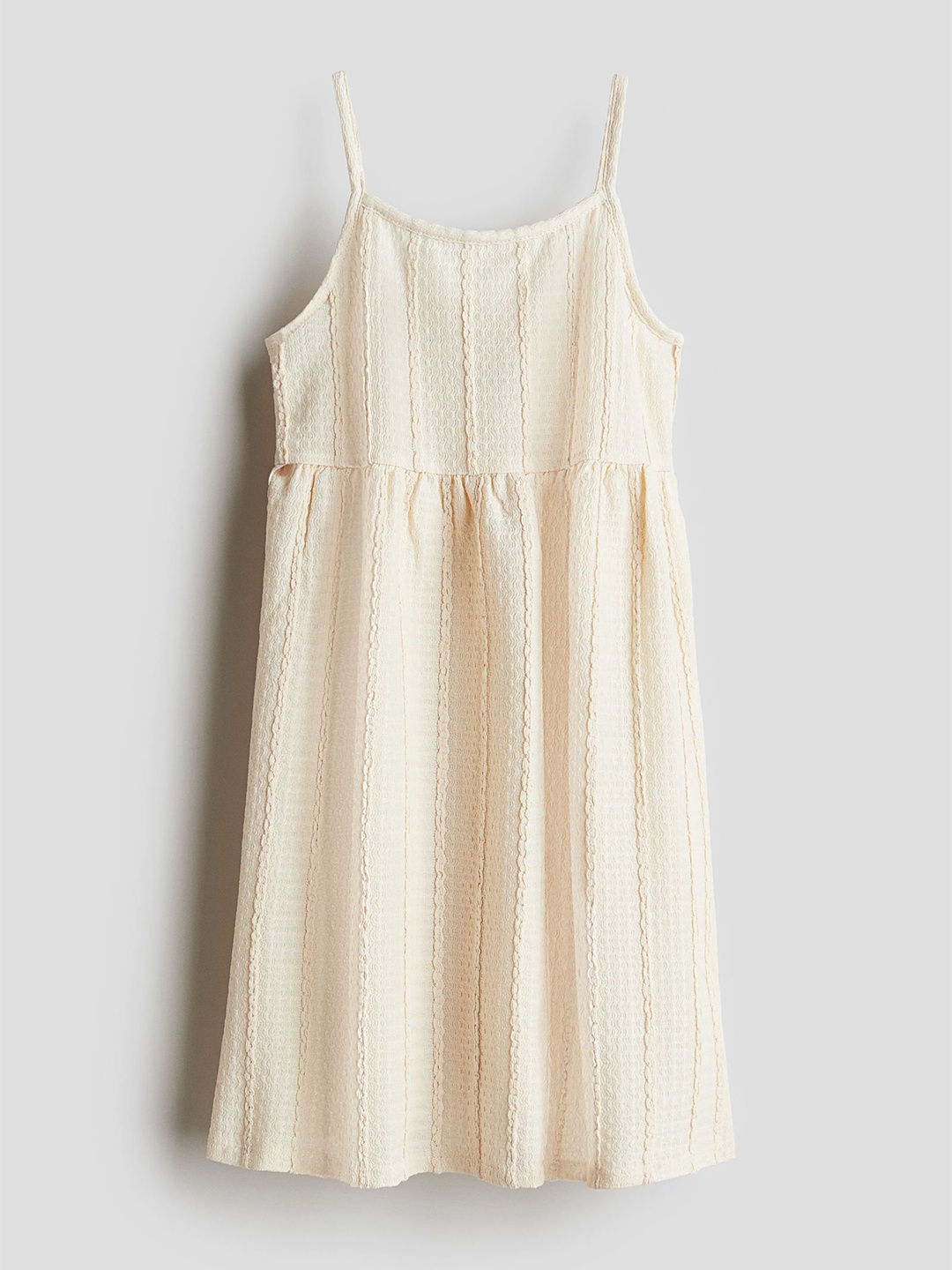 

H&M Girls Textured Jersey Dress, Beige