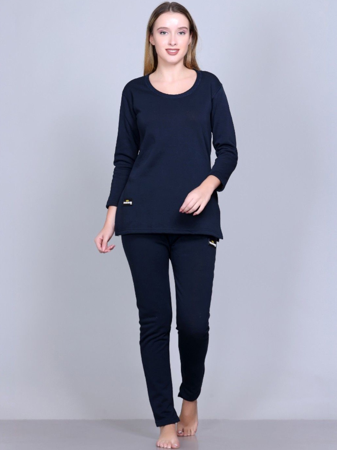

TFA THE FASHION ADDICTION Women Round Neck Cotton Thermal Set, Navy blue