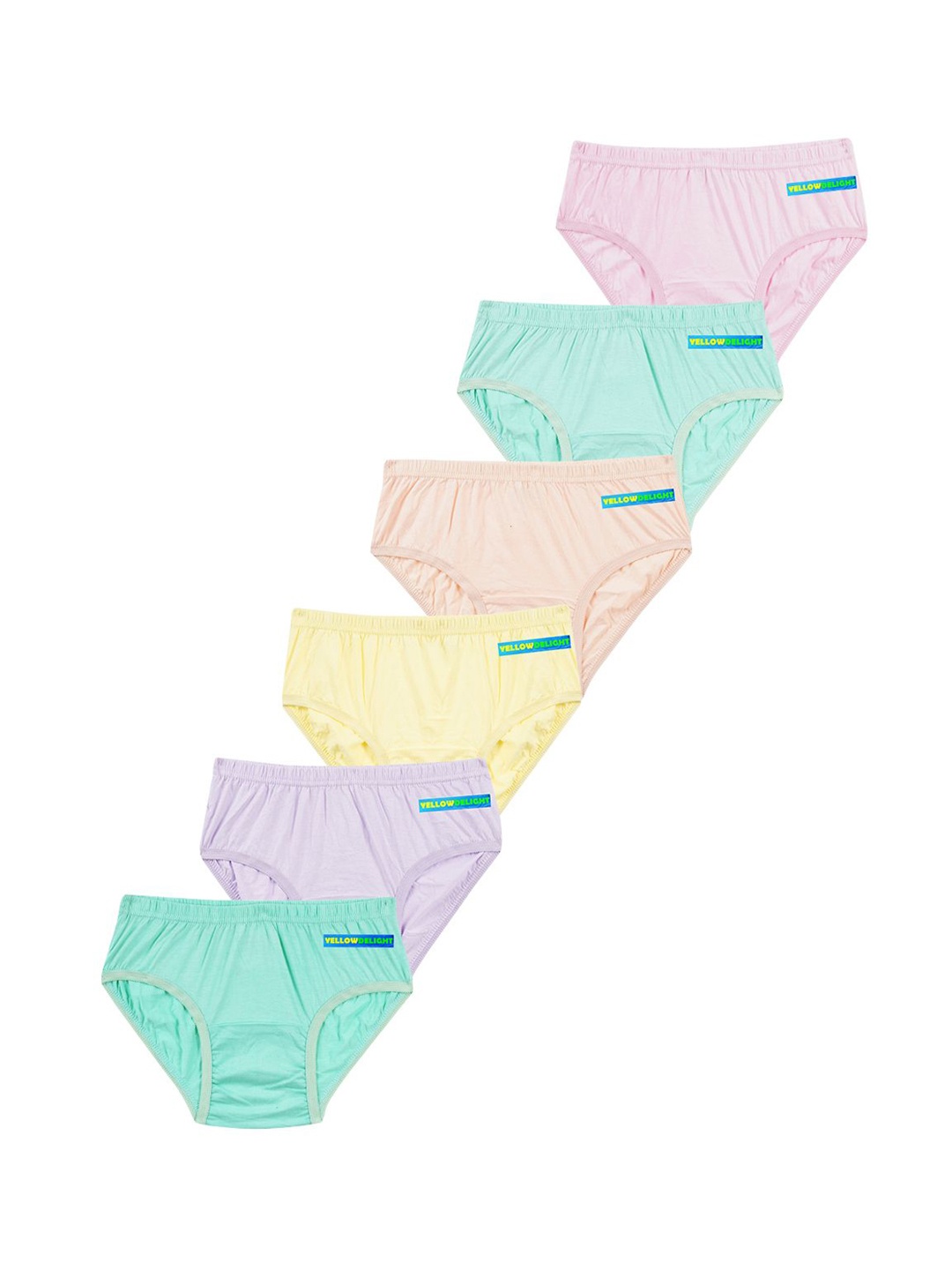 

YELLOWDELIGHT Girls Pack Of 6 Cotton Hipster Briefs, Blue