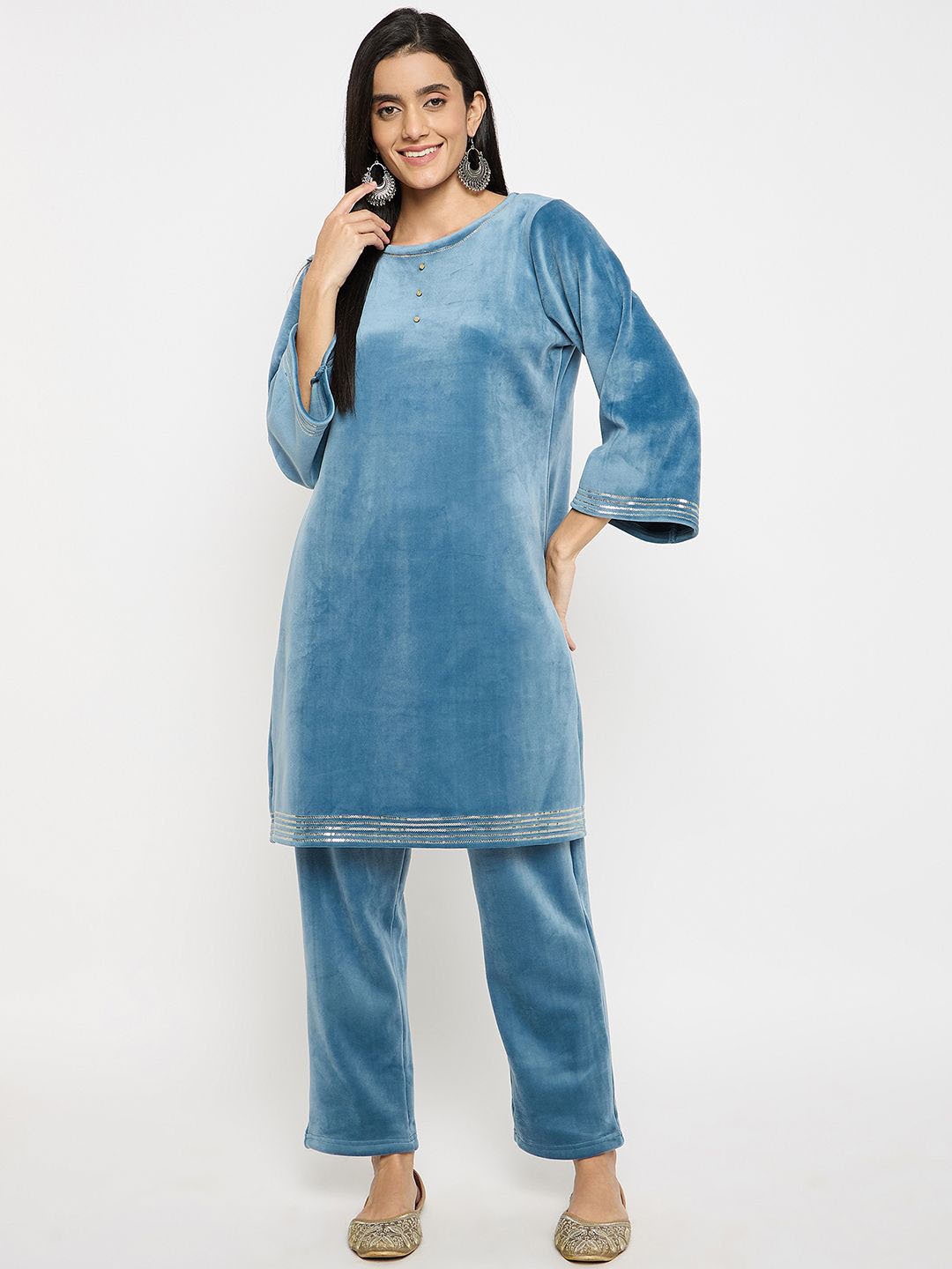 

Camey Straight Kurta With Trouser, Teal