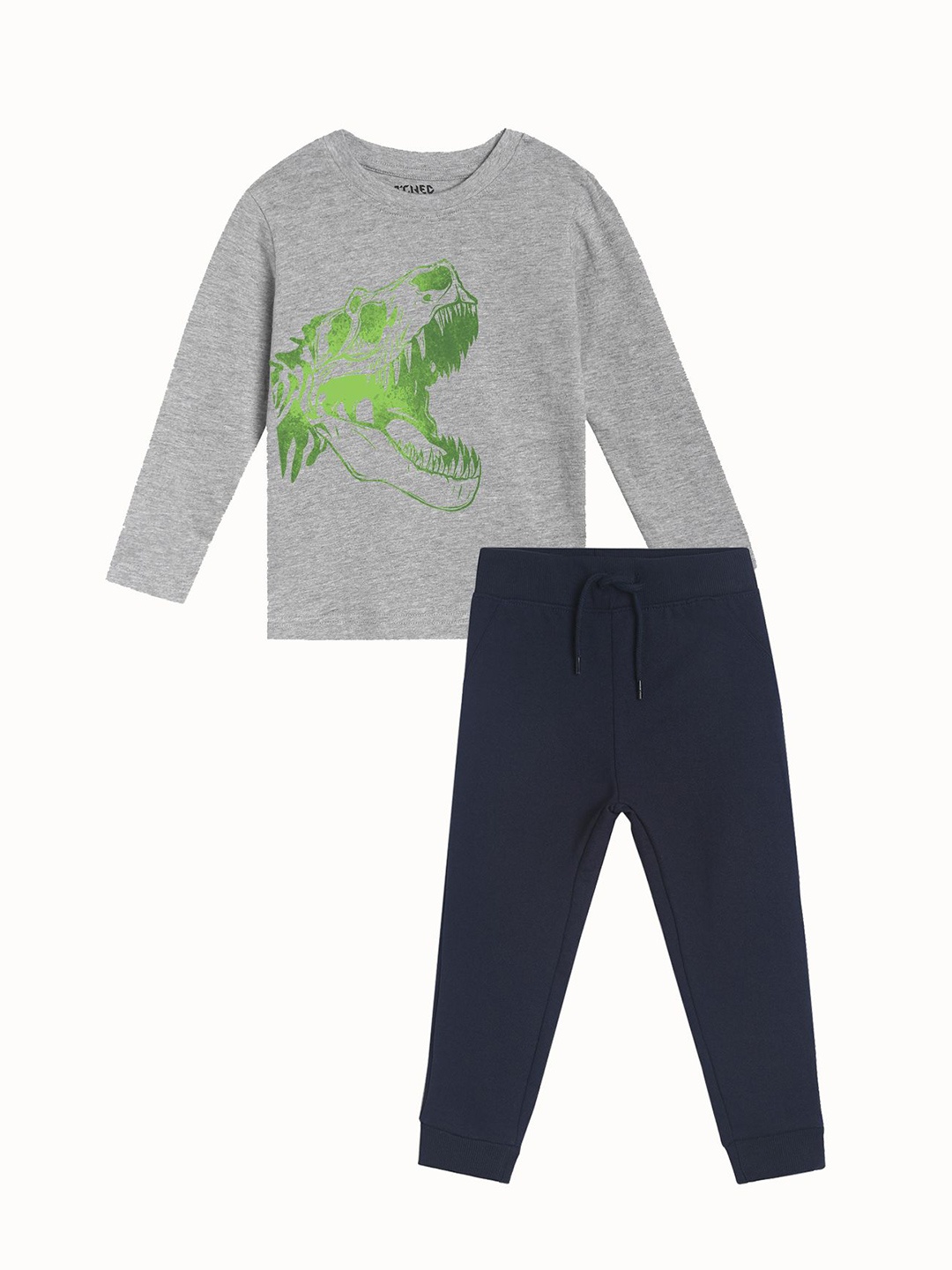 

ETCHED DESIGN Boys Printed Pure cotton T-shirt with Joggers, Grey