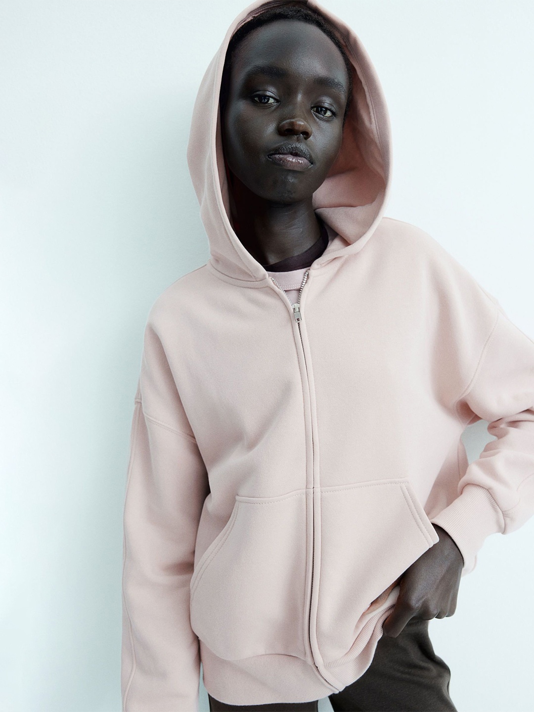 

H&M Oversized Zip-Through Hoodie, Pink