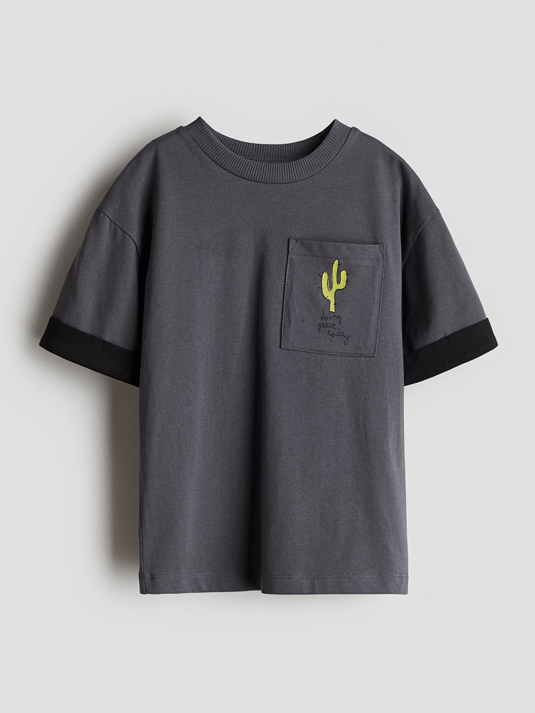 

H&M Boys Printed Cotton T-Shirt, Grey