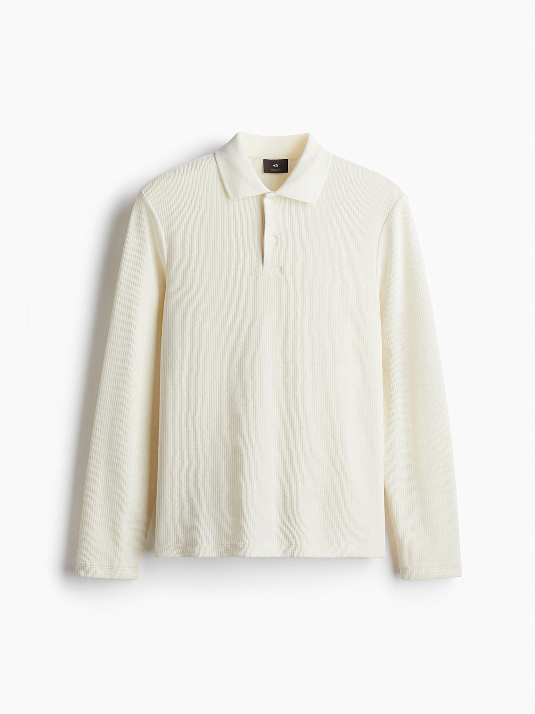 

H&M Men Ribbed Polo Tshirts, White