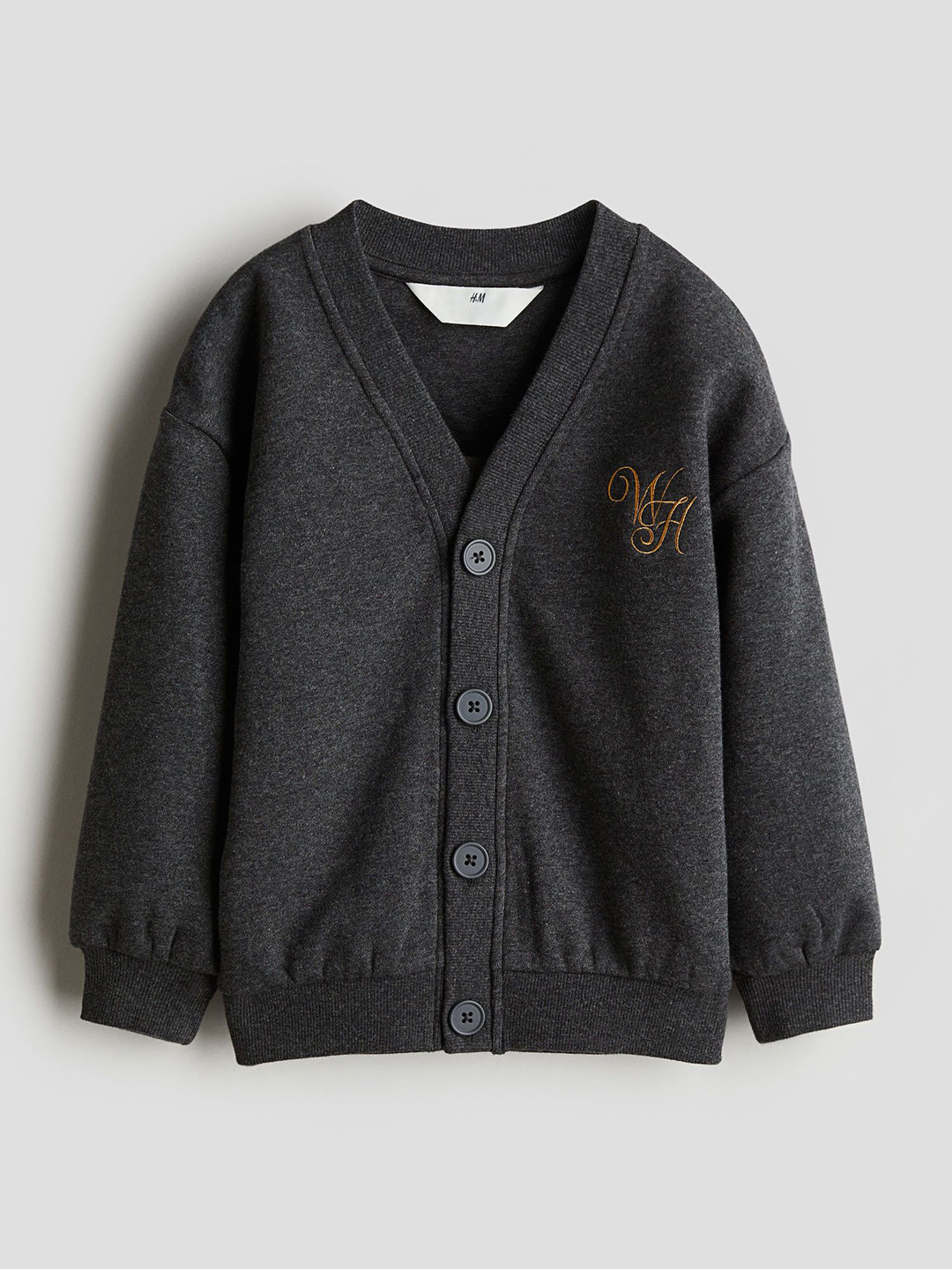 

H&M Boys Embroidered-Motif Sweatshirt Cardigan, Grey