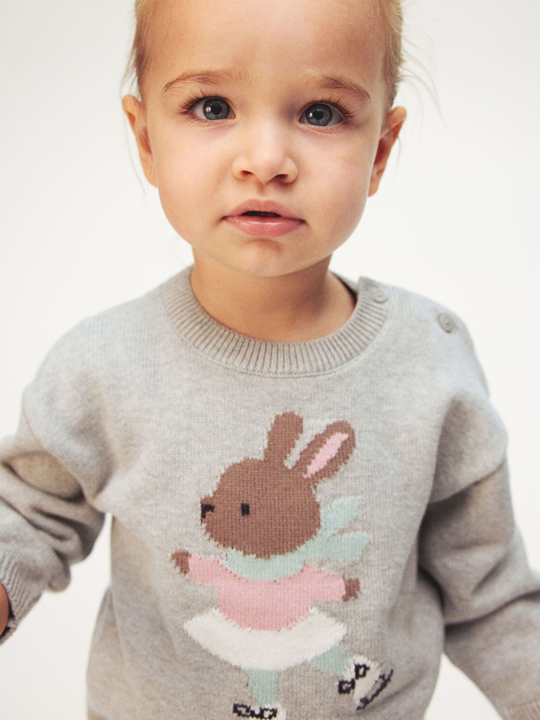 

H&M Girls Jacquard-Knit Jumper, Grey