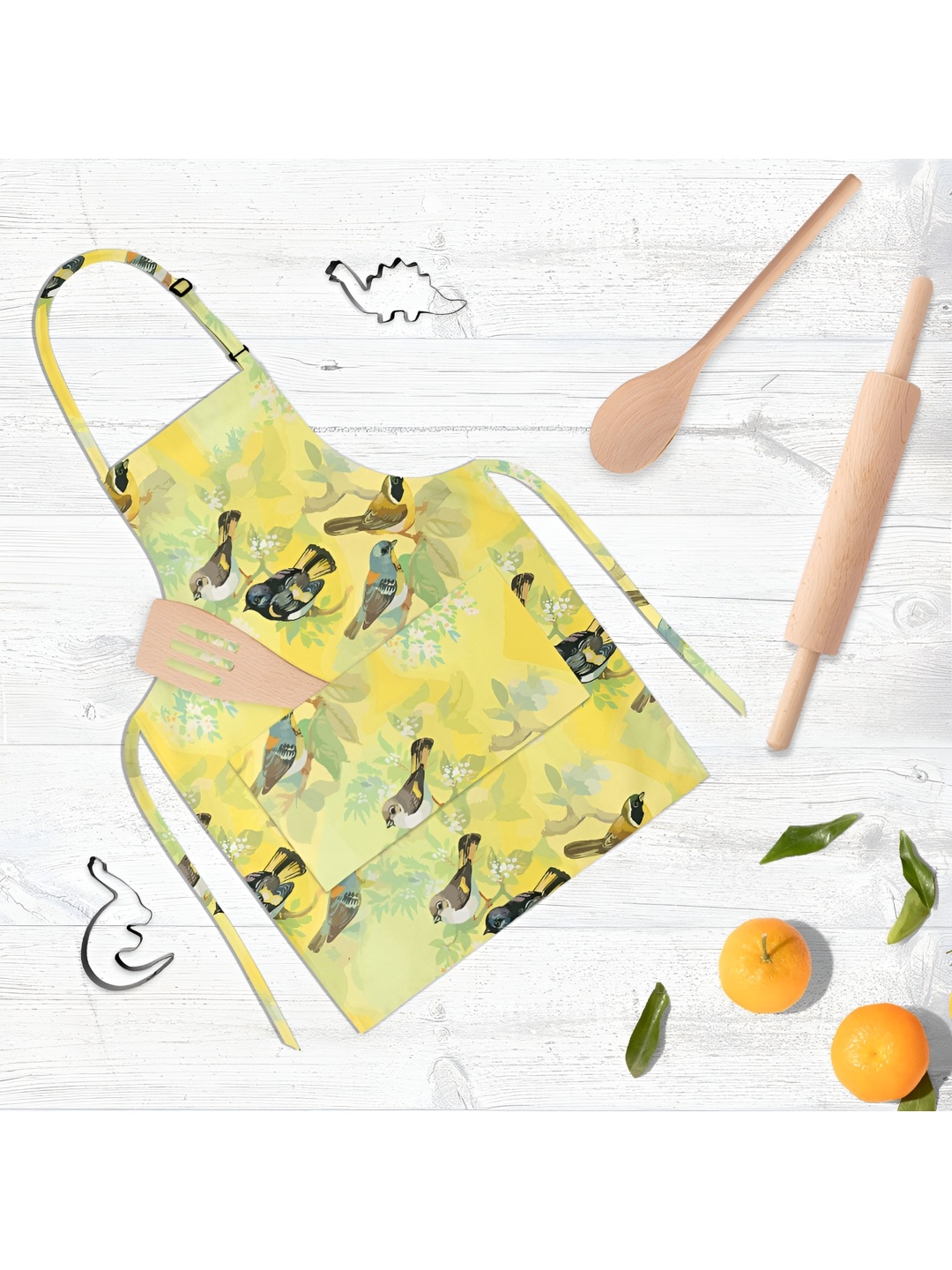 

ArtzFolio Yellow & Green Printed Cotton Aprons