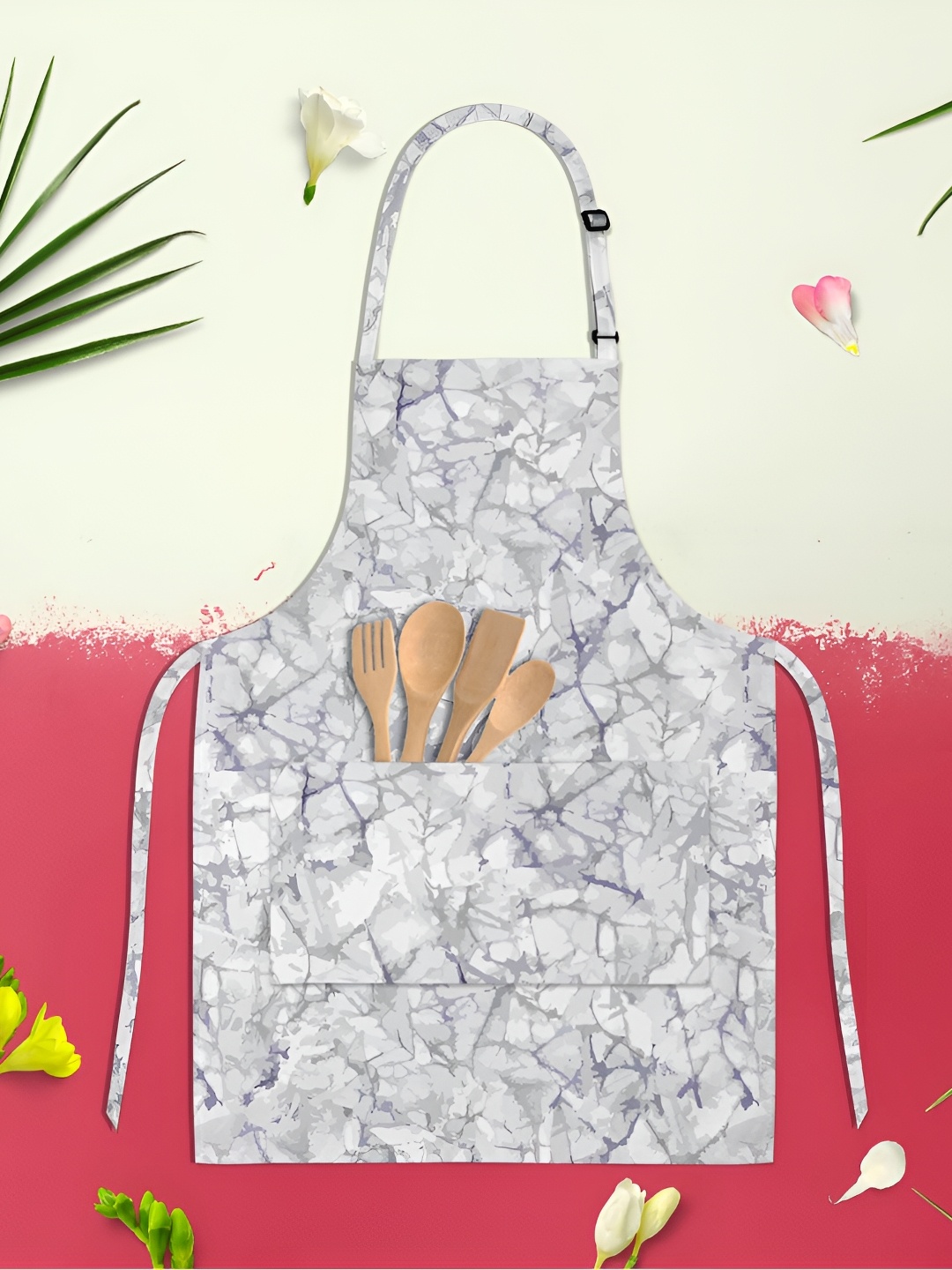 

ArtzFolio Kids Grey & White Printed Cotton Aprons