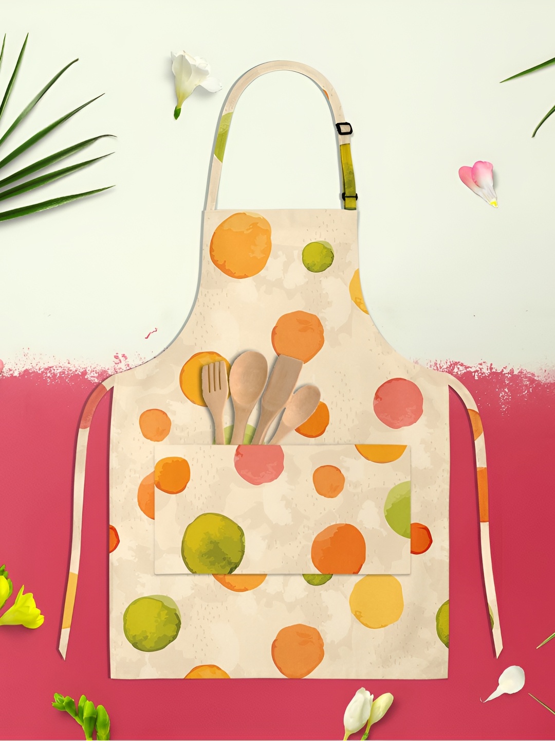 

ArtzFolio Kids Beige & Pink Printed Cotton Aprons