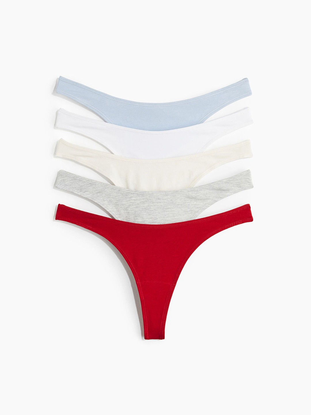 

H&M Pack Of 5 Low Rise Thong Briefs - 1245786010, Red
