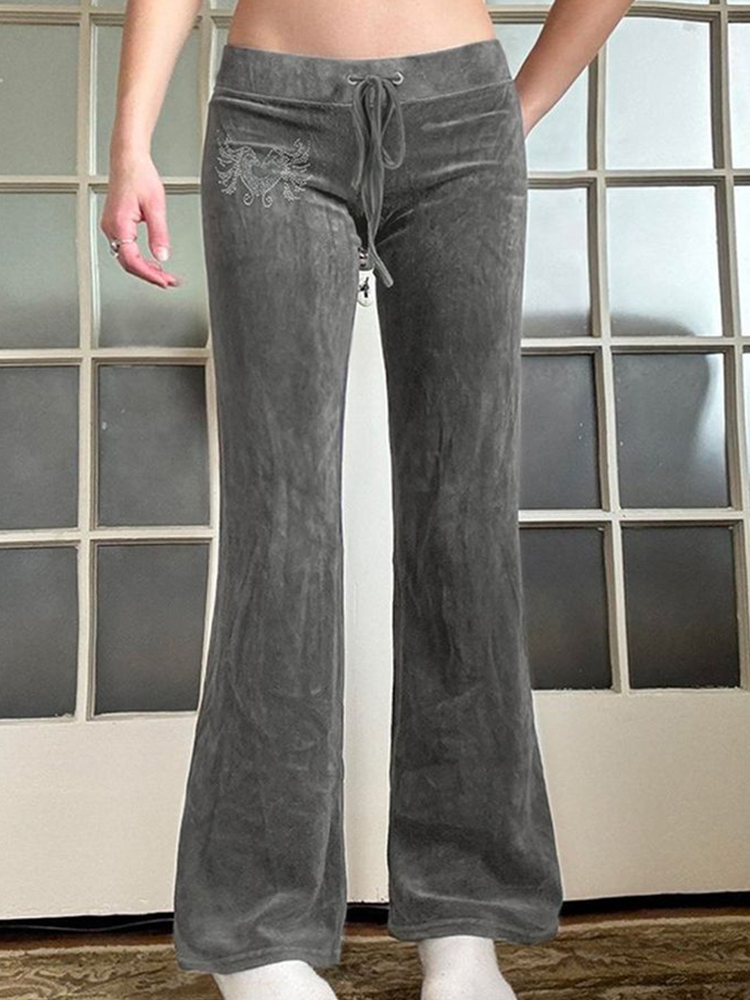 

LULU & SKY Women Flared Bootcut Trousers, Grey