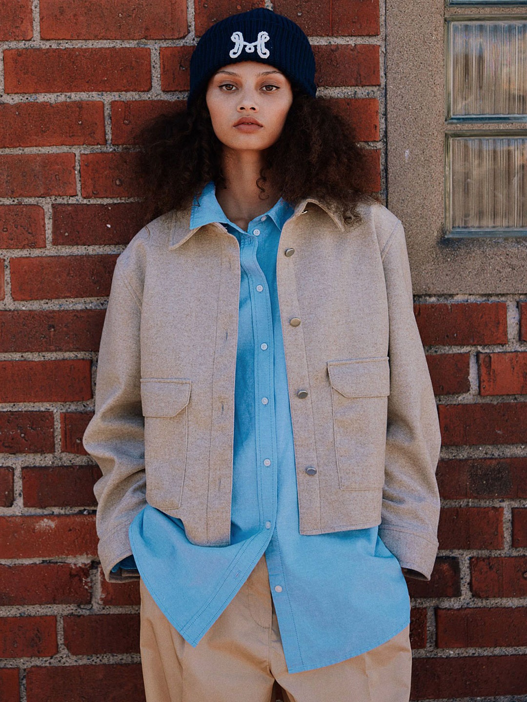 

H&M Button-Front Jacket, Beige