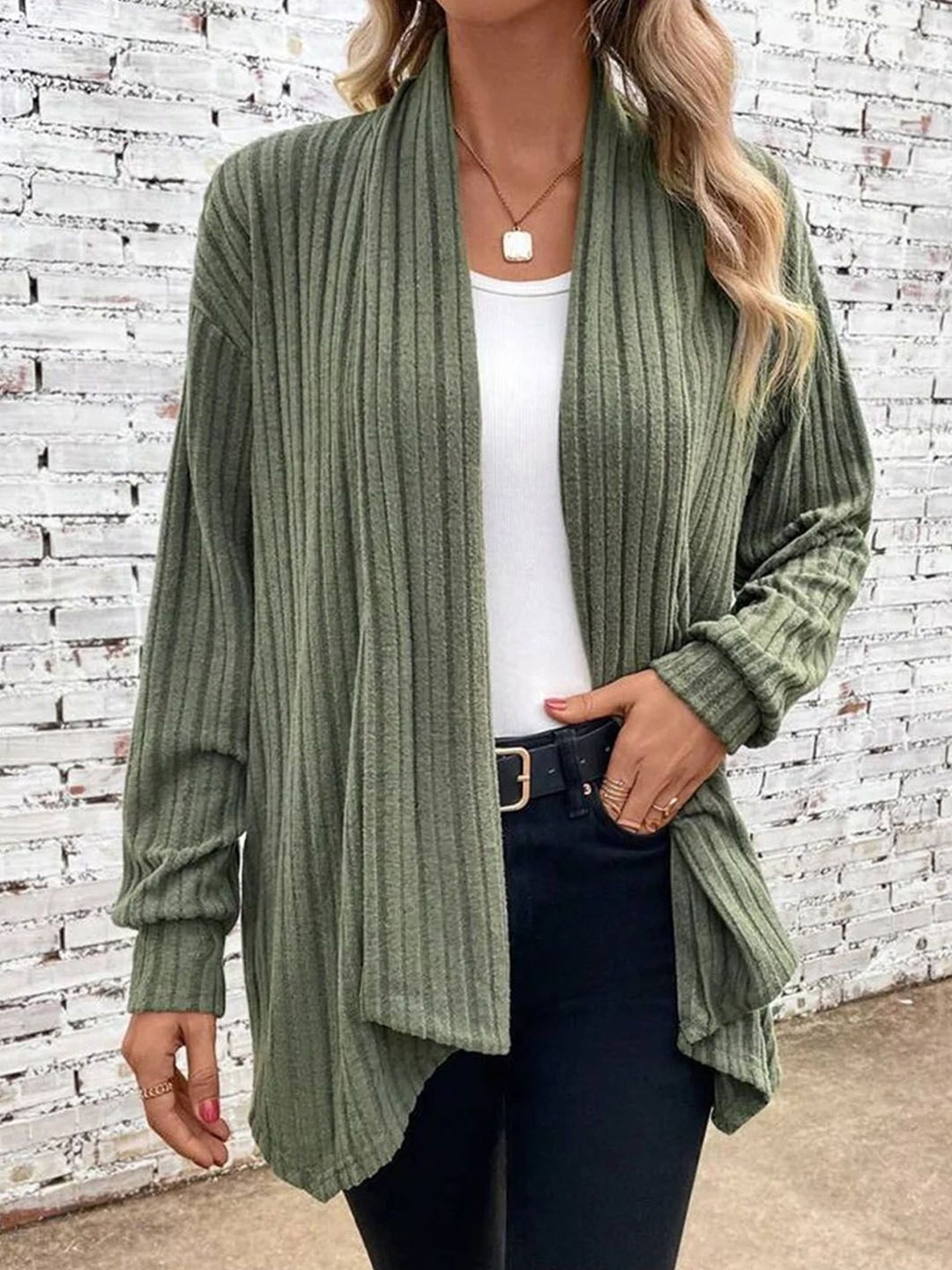 

StyleCast Open Front Shrug, Green