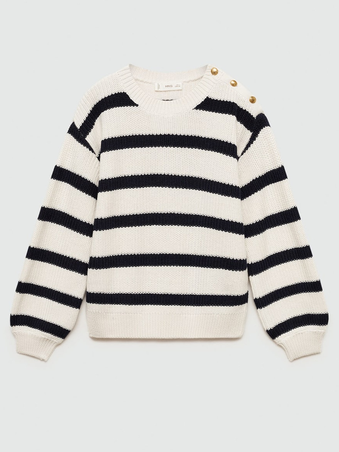 

Mango Kids Girls Striped Round Neck Pullover, White