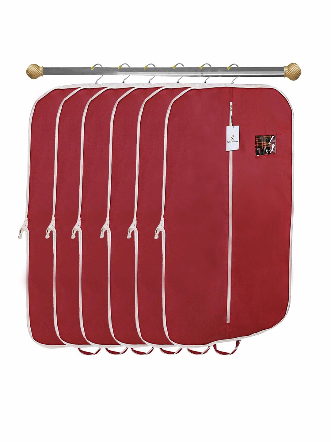 

Kuber Industries Maroon & White 6 Pieces Suit Organisers