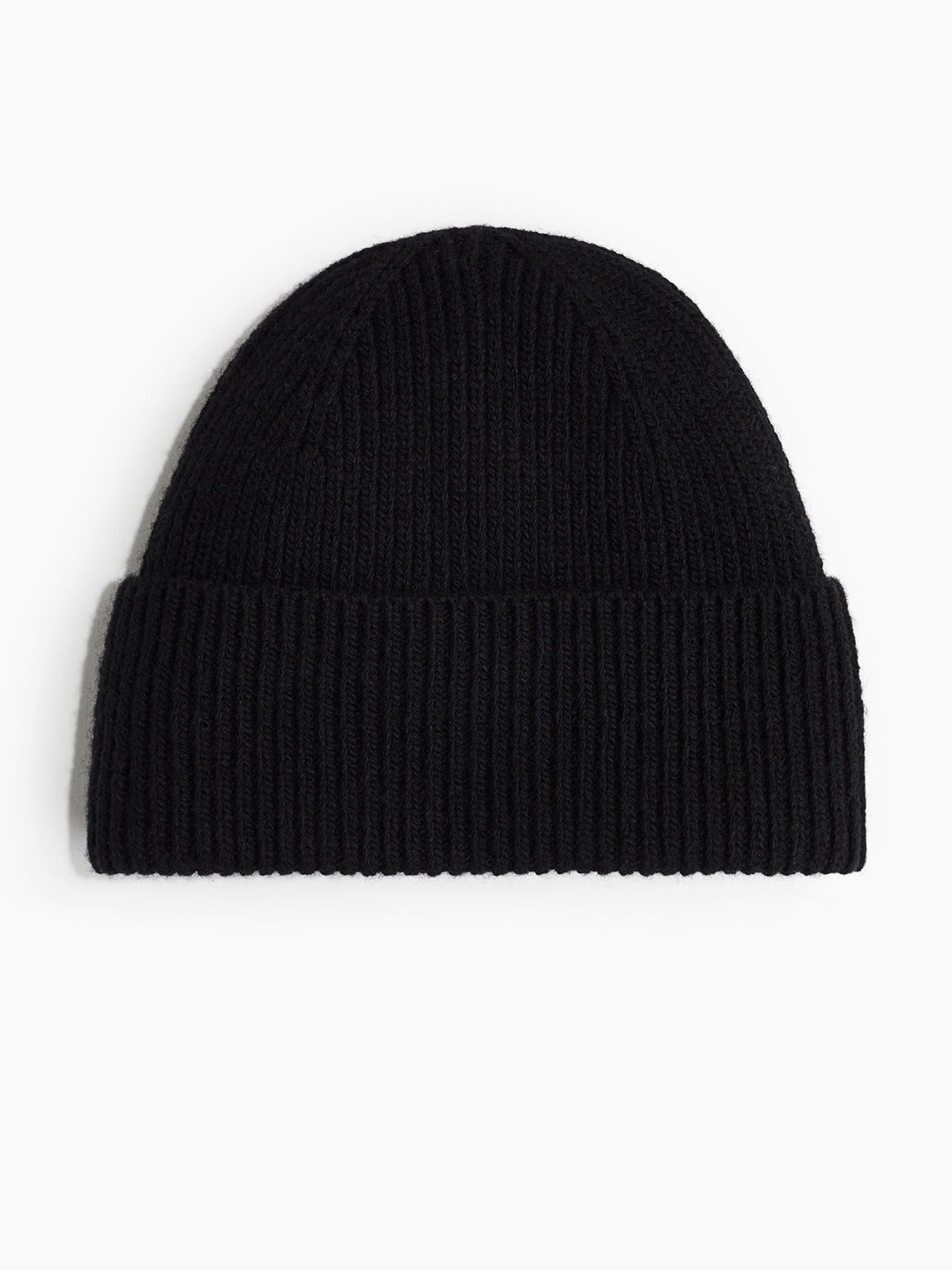 

H&M Men Rib Knit Beanie Cap, Black
