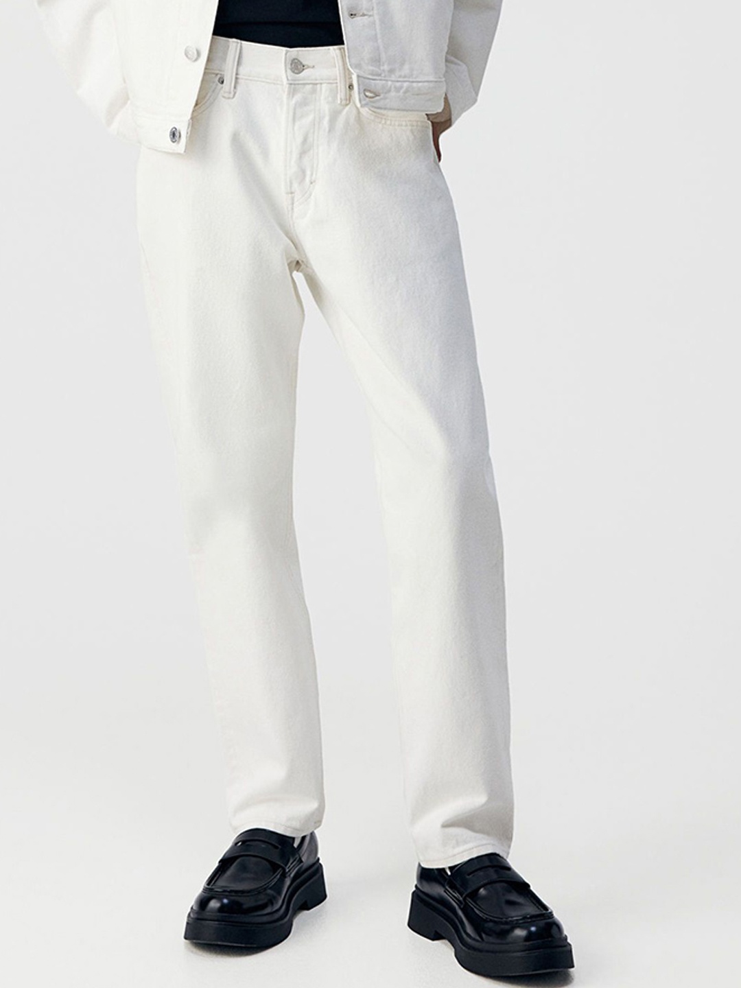 

H&M Pure Cotton Relaxed Jeans, White