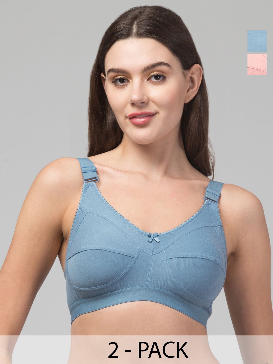 

Boleem Women Pack of 2 Full Coverage Non-Wired and Non Padded Bra, Blue