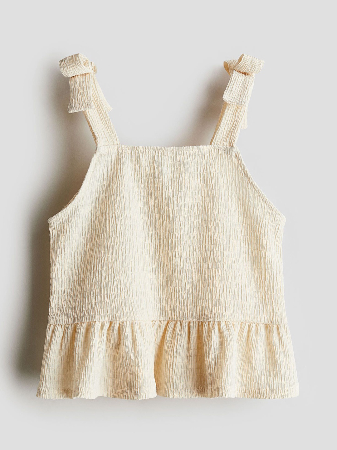 

H&M Girls Crinkled Jersey Top, Beige