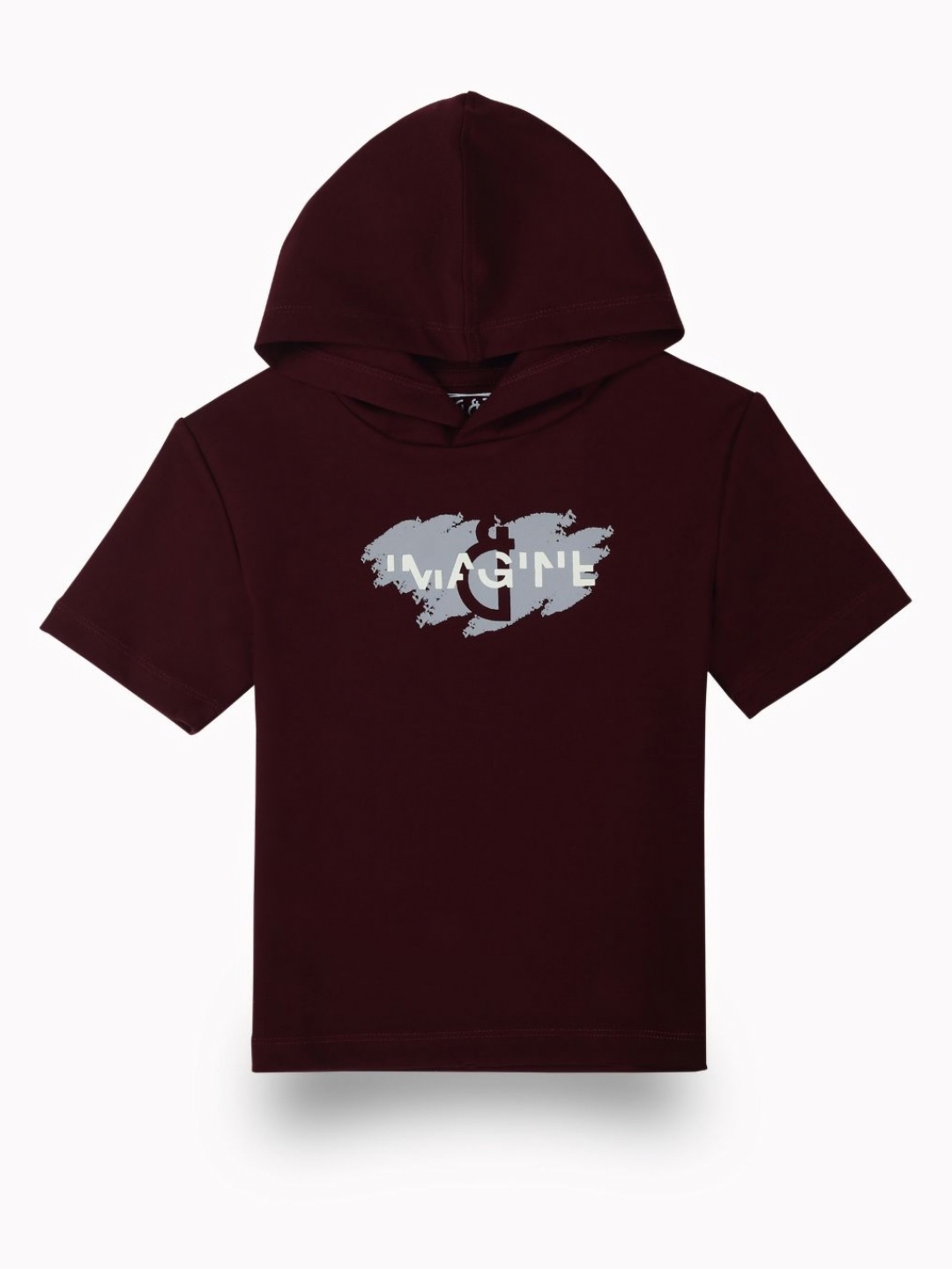 

Gini and Jony Boys Graphic Printed Hood Cotton T-shirt, Burgundy