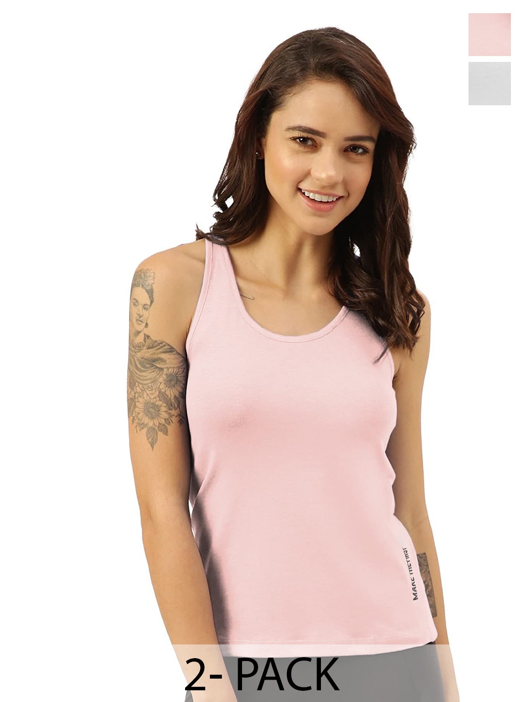 

FREECULTR Women Pack Of 2 Tank Top, Peach